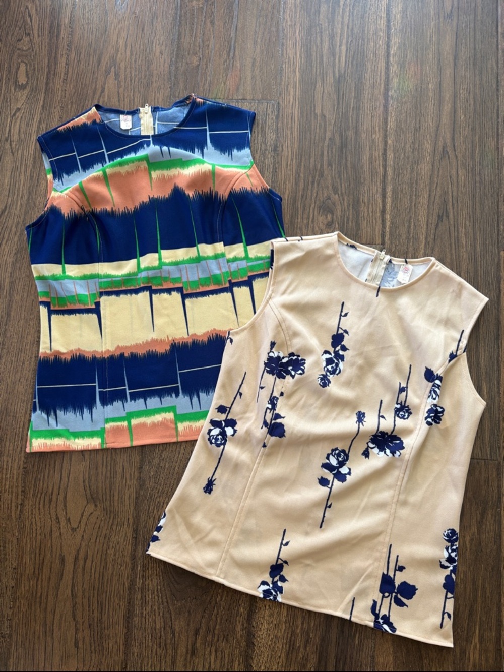 Vintage 60’s-70’s MCM sleeveless women’s tops size 12 NEW